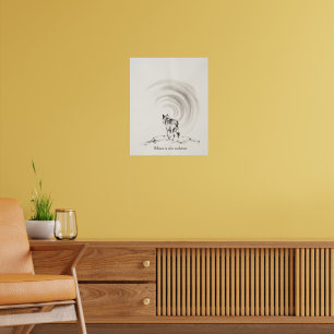 Poster Arte impressa de lobo solitário