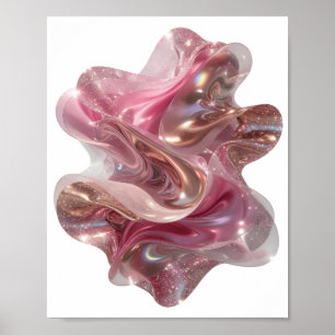 Poster Arte impressa em ABSTRACT ART Rosa Vibrante
