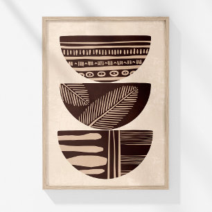 Poster Arte impressa em parede de tigelas abstratas triba
