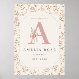 Poster Arte impressa personalizada de inicial vintage par