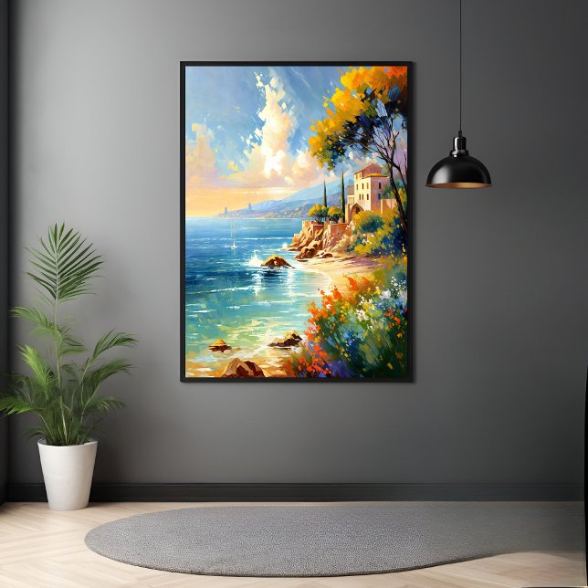 Poster Arte Impressionista da Costa Mediterrânica Sunita (Criador carregado)