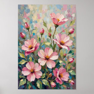 Poster Arte Impressionista Floral de Jardim Antigo