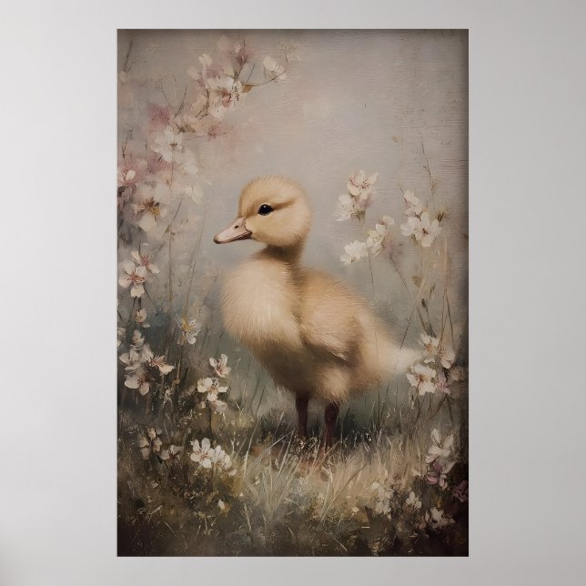 Poster Arte Imprimível de Patinho Antigo, Pato da Primave (Frente)