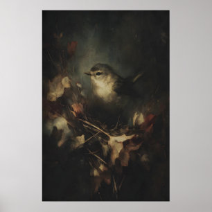Poster Arte Imprimível de Pequeno Pássaro Rato de Outono