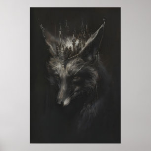 Poster Arte Imprimível de Raposa Prateada Coroada, Parede