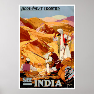 Poster Arte Indiana Cartaz de Viagem Veja a Índia Impress