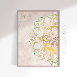 Poster Arte indiana de mandala neatral e dourada inspirad