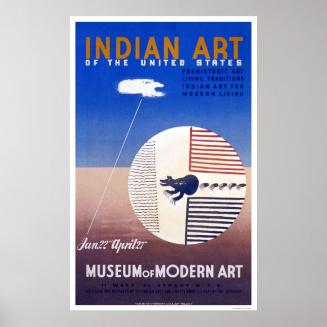 Póster Arte Indiana Na América 1936 WPA (Frente)