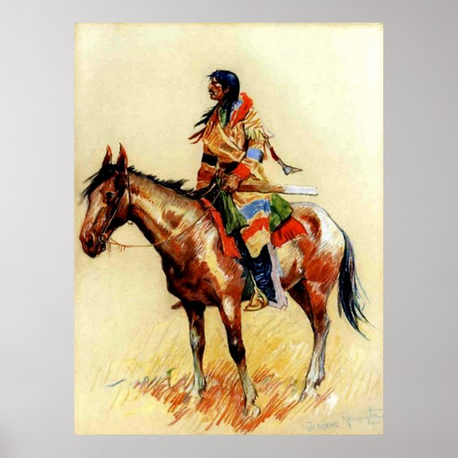 Póster Arte Indígena Ocidental de Frederic Remington “Uma (Frente)