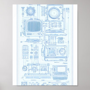 Poster Arte Industrial Vintage: Máquina Modular Retro-Tec