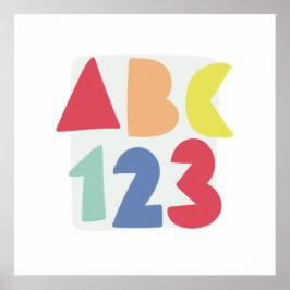 Poster Arte infantil colorida ABC 123