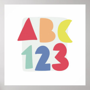 Poster Arte infantil colorida ABC 123