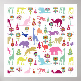 Poster Arte Infantil PixDezines Animais Selvagens 