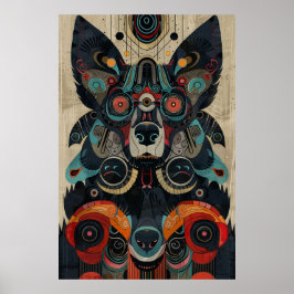 Poster Arte Inspirada no Inuit: Vida Árctica e Animais