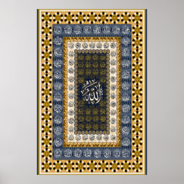 Poster Arte Islâmica Geométrica Caligrafia Nomes de Allah
