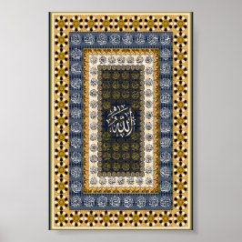 Poster Arte Islâmica Geométrica de Caligrafia dos Nomes d
