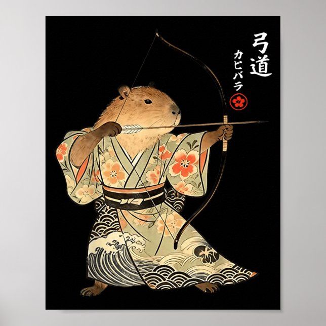 Poster Arte Japonesa de Arco e Flecha Samurai Kyudo Capiv (Frente)