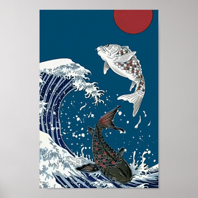Poster Arte japonesa do KOI, yinyang (Frente)