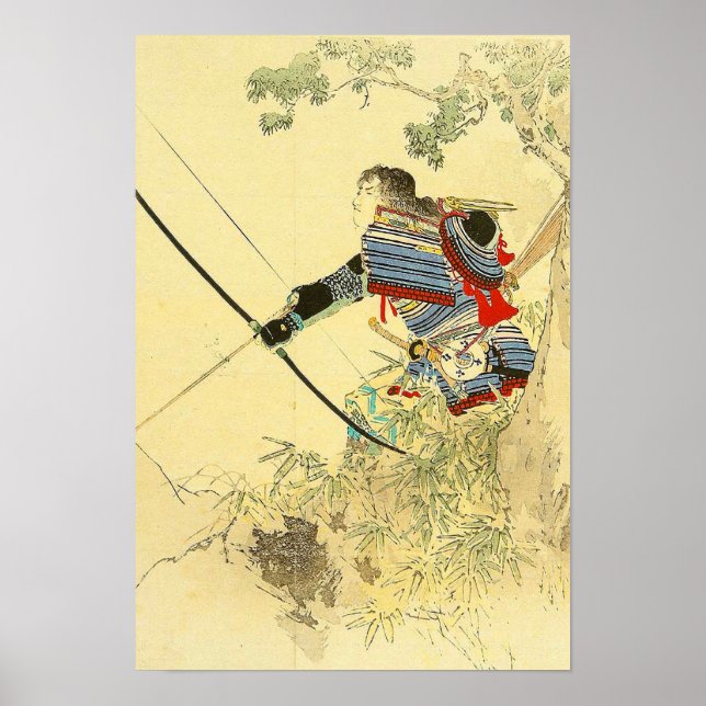 Póster Arte Japonesa - Um Samurai Com Um Arco E Setas (Frente)