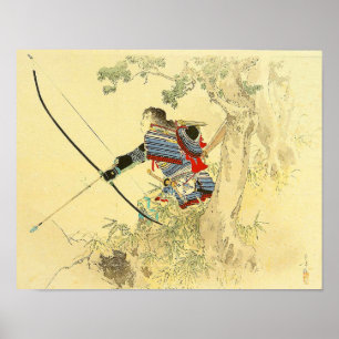 Póster Arte japonesa - um samurai com um Longbow e as