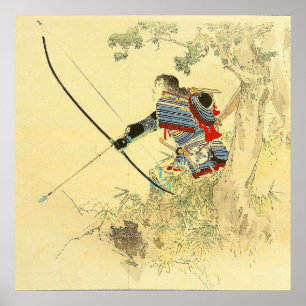 Póster Arte japonesa - um samurai com um Longbow e as