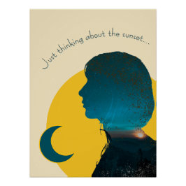 Póster Arte "Just thinking" about com Figura Feminina