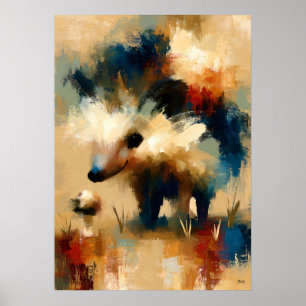 Poster Arte Kawaii de Cogumelo Harinezumi Bebêouriço Cute