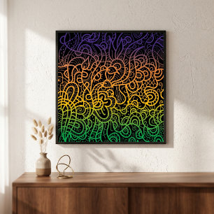 Poster Arte legal Colorida Arco-Íris Desenhado à Mão