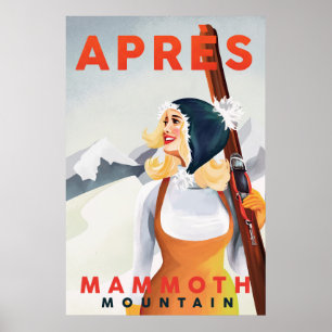 Poster Arte Legal de Esqui "Apres Ski Mammoth Mountain"