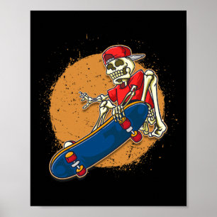 Poster Arte Legal de Skate Esqueleto Skateboarding Kickfl