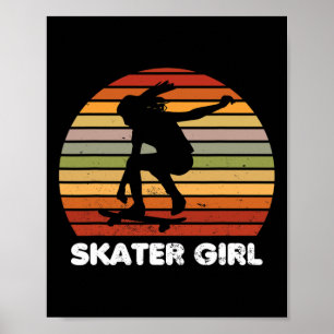 Poster Arte Legal de Skatista Garota Skate Skateboard