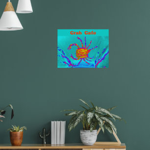 Póster Arte Legal do Caranguejo à beira-mar Turquesa