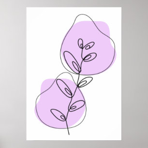 Poster Arte Linear de Galhos e Folhas