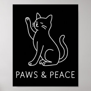 Poster Arte Linear de Gato de Ioga - Motivo Patas e Paz