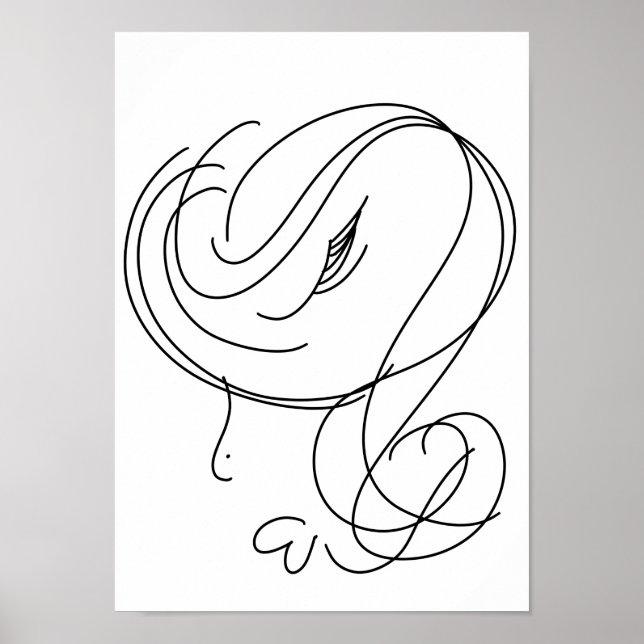 Poster Arte Linear de Mulher com Beleza Minimalista (Frente)