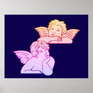 Poster arte linear de querubins inspirado no artista ital