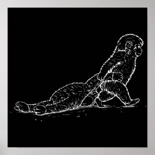 Poster Arte Linear do Macaco Punch da Equipe Baby