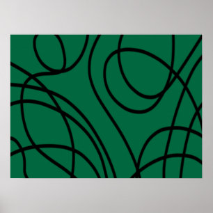 Poster Arte Linear Moderna em Verde e Preto