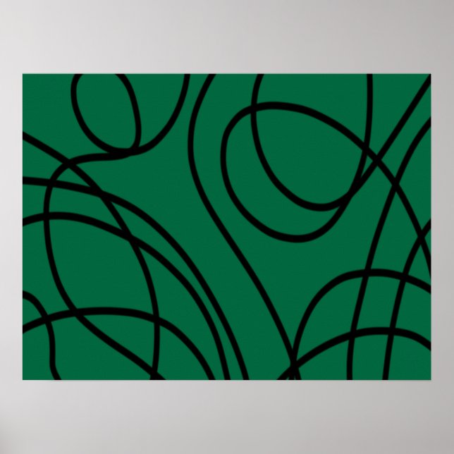 Poster Arte Linear Moderna em Verde e Preto (Frente)
