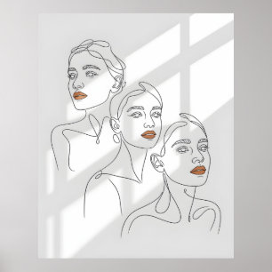 Poster Arte Linear Trio Feminino