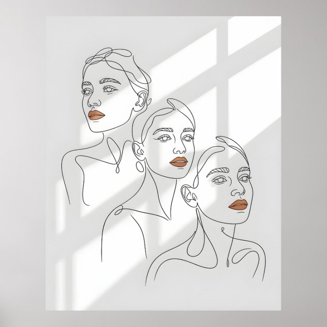 Poster Arte Linear Trio Feminino (Frente)