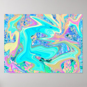 Poster Arte Líquida Azul-Aqua Retroativa em Hydrangeas Ab