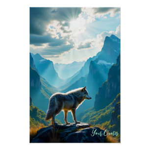 Póster Arte Majestosa do Lobo da Montanha