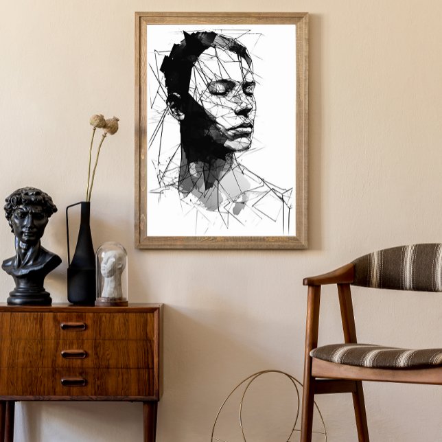 Poster Arte Man Black and White Line (Criador carregado)