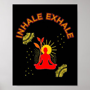 Poster Arte Mandala de Energia de Meditação Inalar Exalar