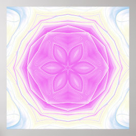 Poster Arte Mandala rosa e creme caleidoscópica