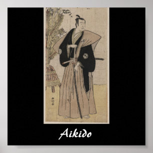Poster Arte marcial do japonês do Aikido