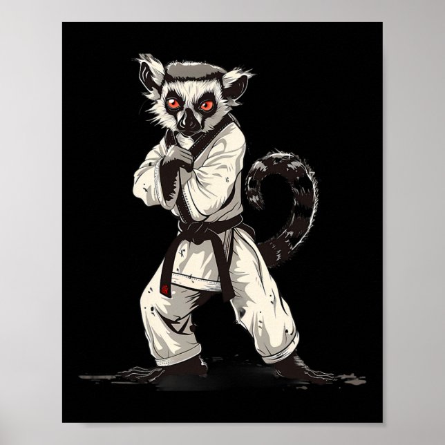 Poster Arte Marcial Taekwondo Kickboxing Natureza Lêmure  (Frente)