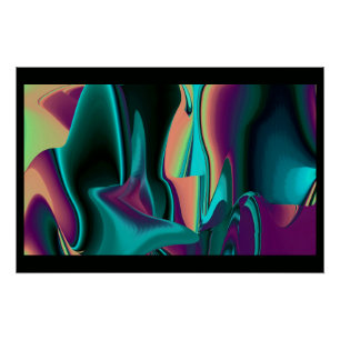 Póster Arte Metálica Metálica Futurística Abstrato 3D