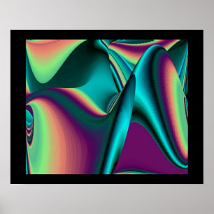 Póster Arte Metálica Metálica Futurística Abstrato 3D